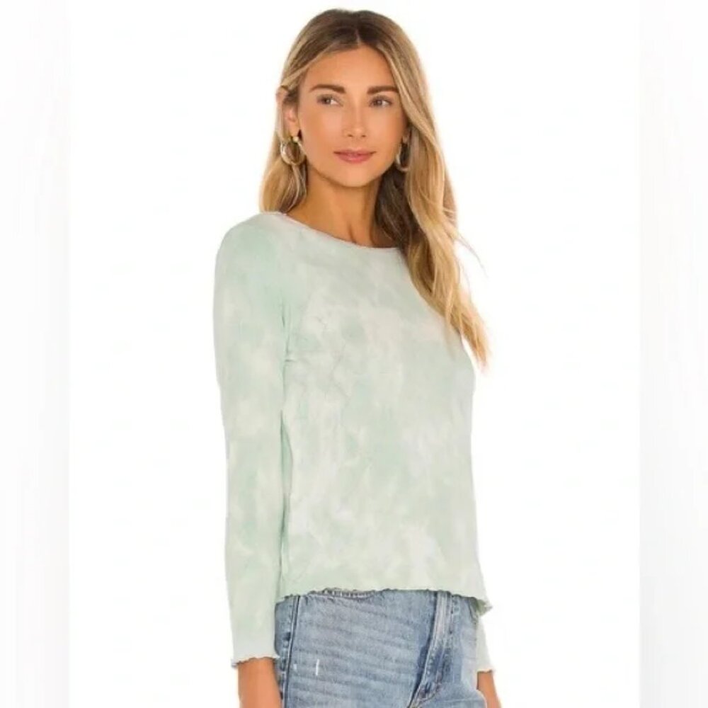 LoveShackFancy Yulia Diamond Detail Top Sparkling Brook Green White Size Large